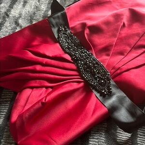 David’s Bridal red knee length bridesmaids dresses